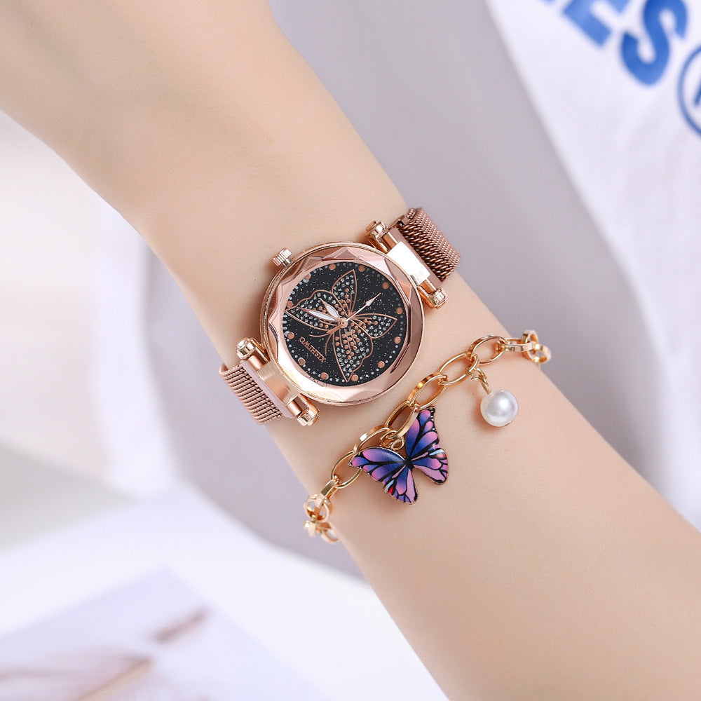 Fashion Boutique Butterfly Suit Gift Box Butterfly Dial Watch  Butterfly Necklace  Bracelet  Earrings