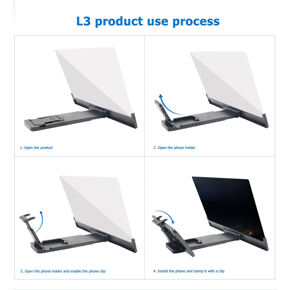 12 Inch Mobile Phone Screen High-definition Eye Protection Video Theater Stand L3 Office Home 3d