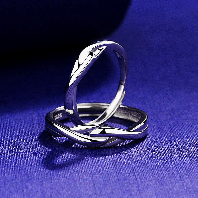 Silver Couple Rings With Men And Women'S Ring Openings Can Be Adjusted