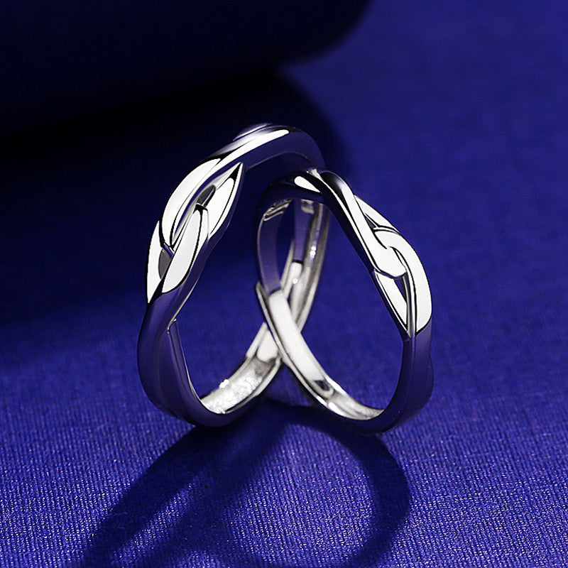 Silver Couple Rings With Men And Women'S Ring Openings Can Be Adjusted