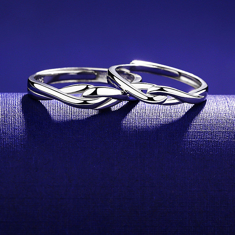 Silver Couple Rings With Men And Women'S Ring Openings Can Be Adjusted