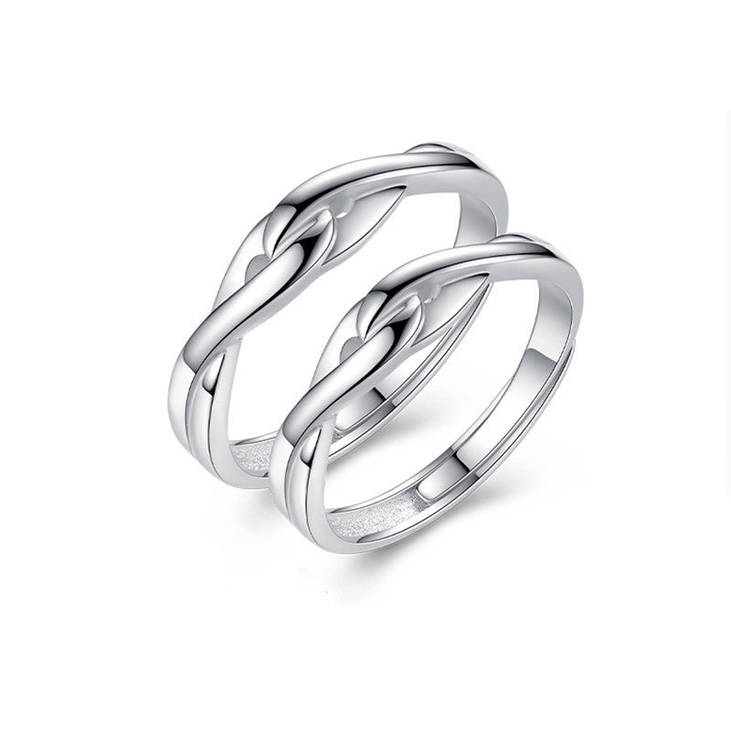 Silver Couple Rings With Men And Women'S Ring Openings Can Be Adjusted