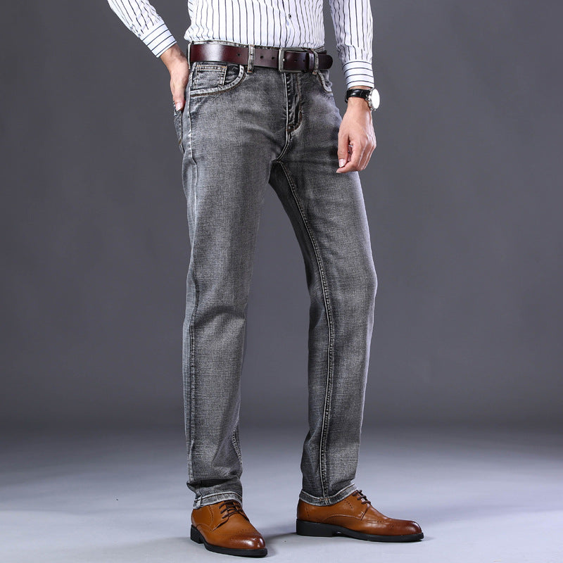 Men's Jeans Slim Straight Black Pants