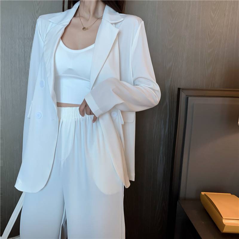 Two-piece Casual Suit Jacket Wide Leg Trousers