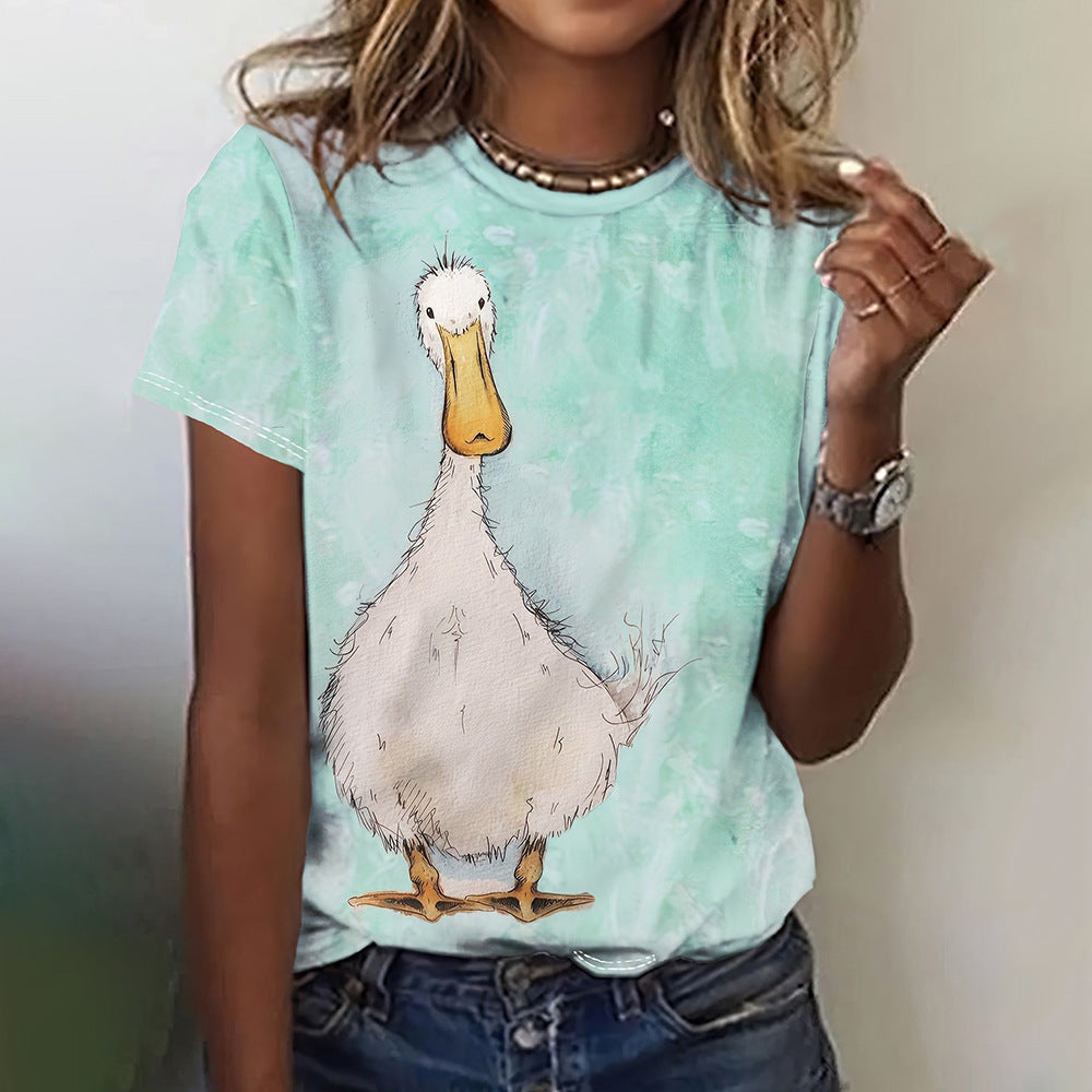 Printed Animal Casual Short-sleeved Top Female