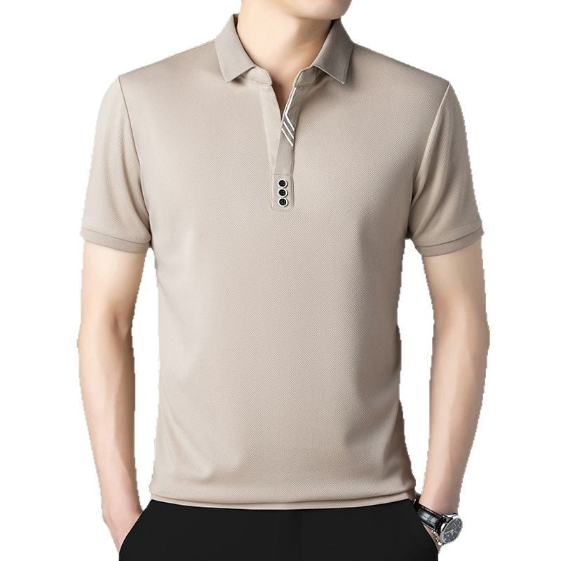 Summer Lapels Short-sleeved T-shirt Men's Skin-friendly Breathable Casual Top