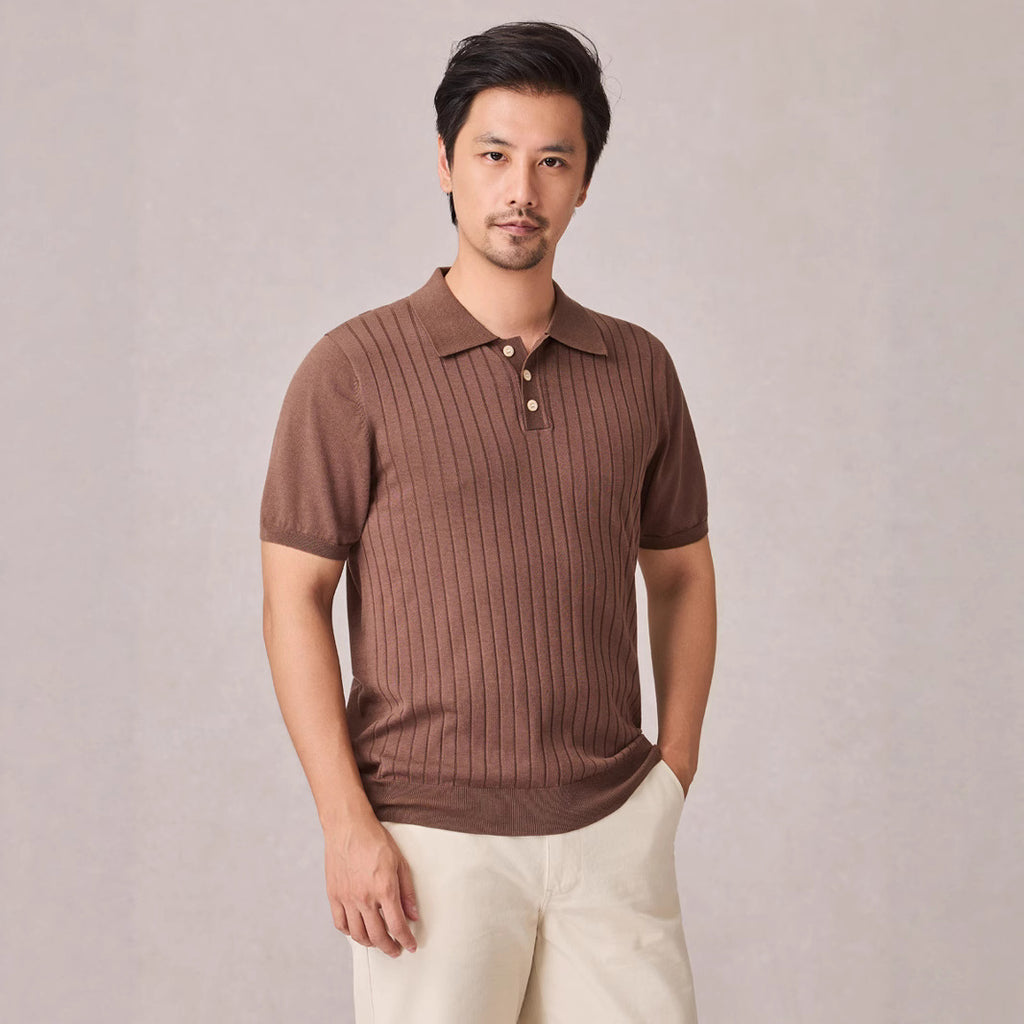 Knitted Polo Shirt Men's Stretch Short Sleeve Lapel Knitwear