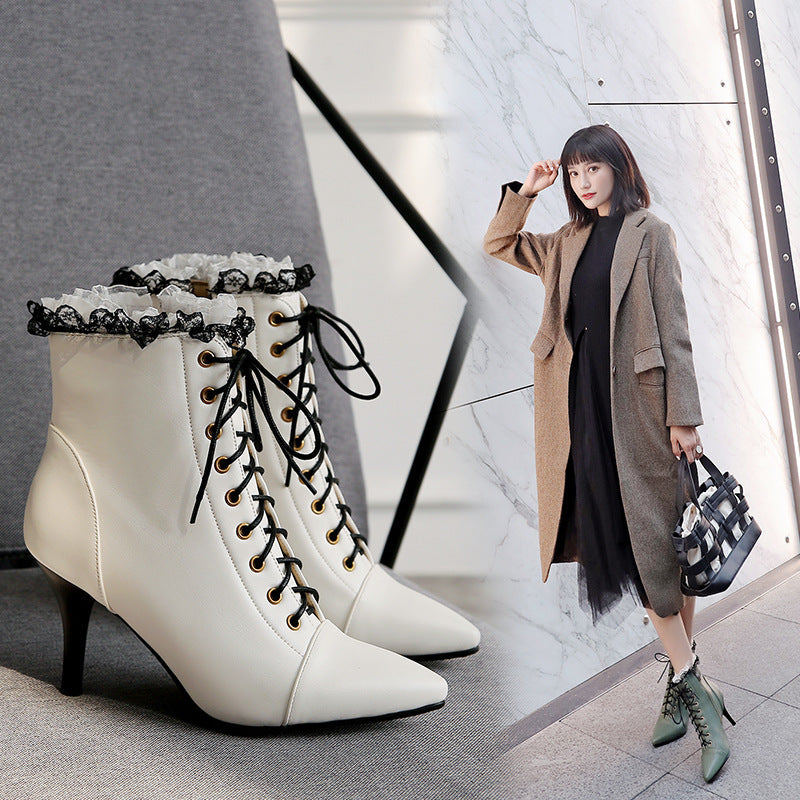 European And American Autumn And Winter Pointed-toe Stiletto Women's Martin Boots