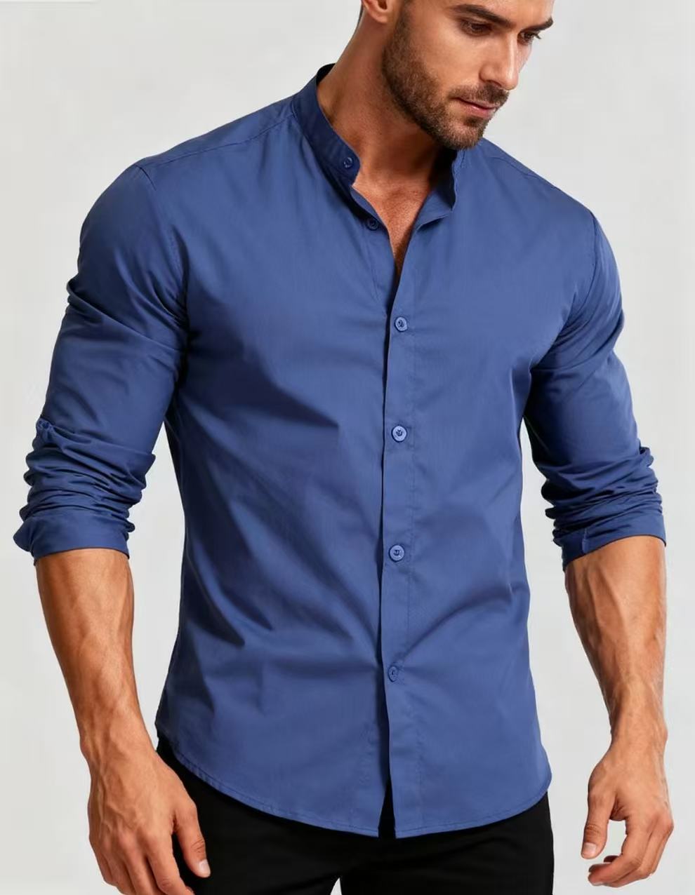 Teenage Men's Stand-up Collar Shirt