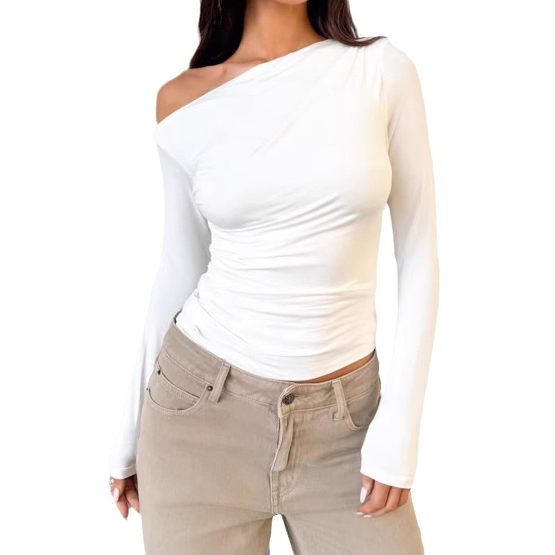 Women's Boatneck Off-shoulder Long-sleeve Base Top