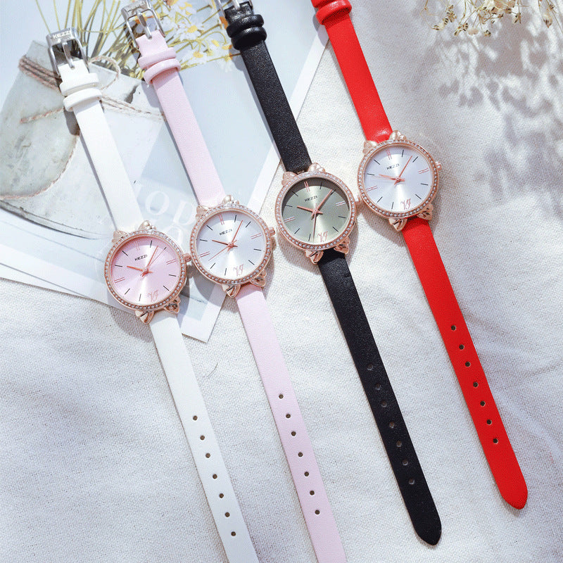 Women's Diamond-embedded Simple Elegant Belt Quartz Waterproof Watch