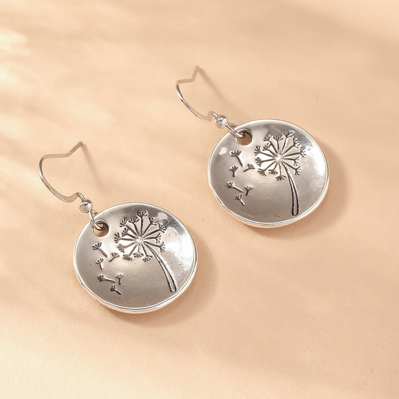 Simple Retro Round Dandelion Earrings