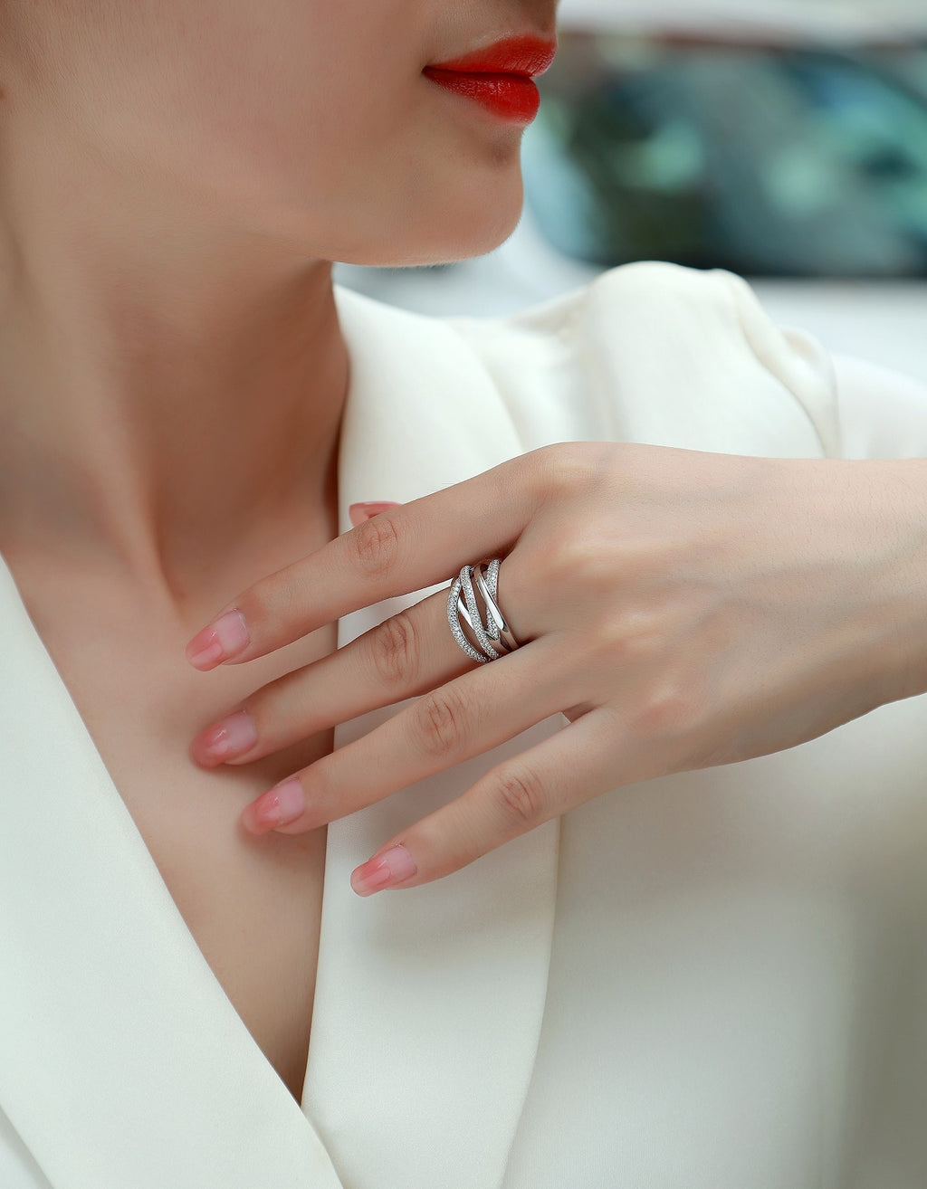 1Brilliant Interweaving - A Fashionable And Luxurious Jewelry Accessory Set With Moissanite S925 Sterling Silver And Platinum-plated Diamond Prohibit TikTok sales