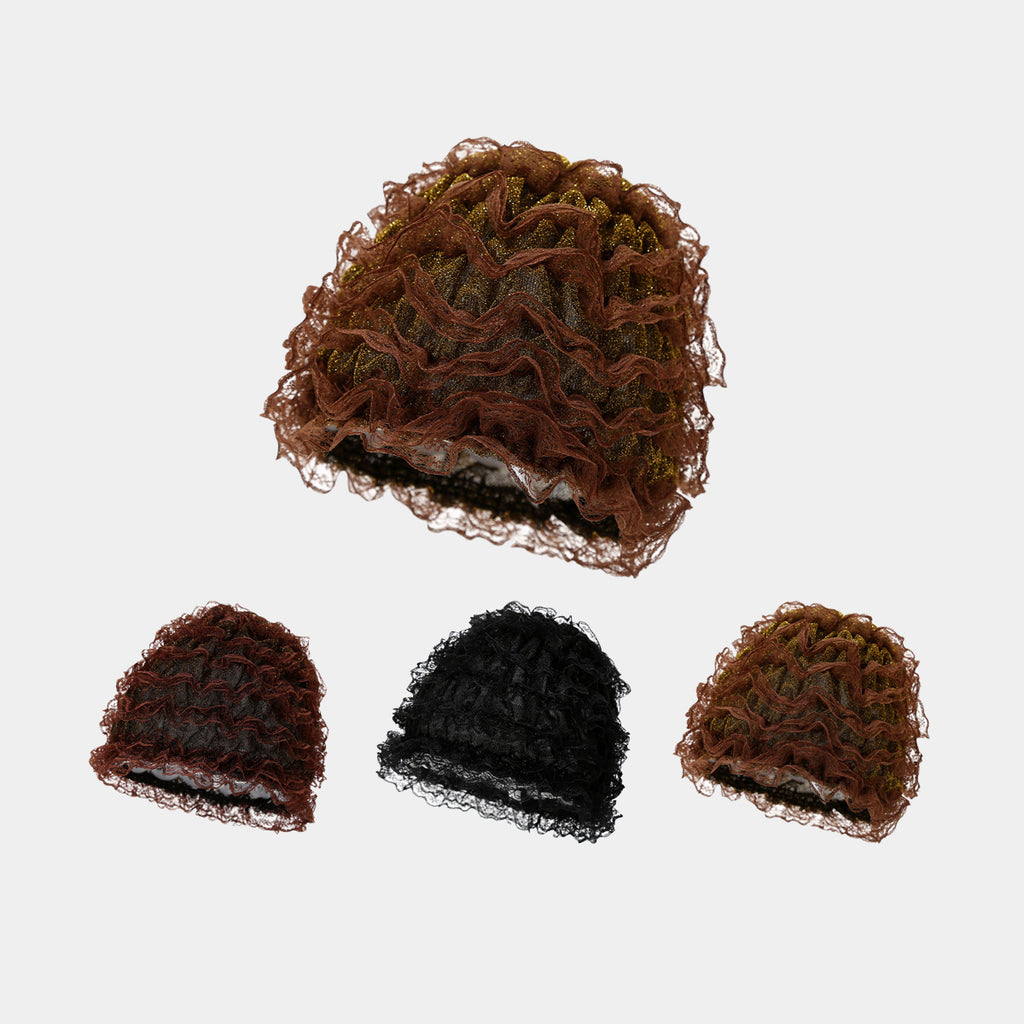 Female Solid Color Pongee Elastic Lace Bag Cap