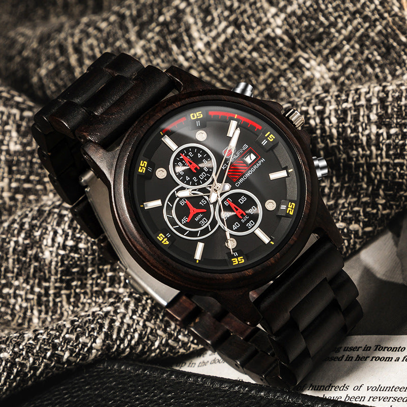 Multifunctional sports wood watch
