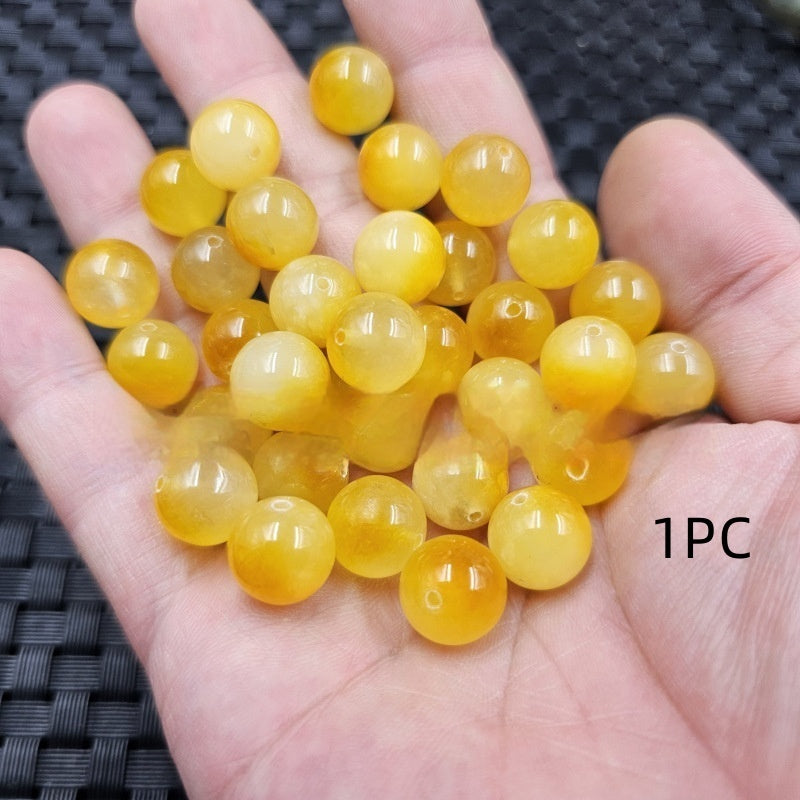 Yellow Chicken Grease Quartz Rock Jade Ornament Accessories Handmade Jade Beads