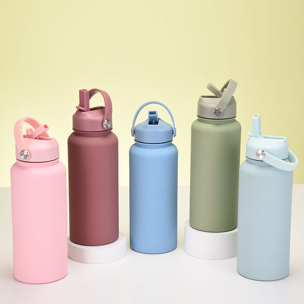 Sports Stainless Steel Large Capacity Straw Warm-keeping Water Cup