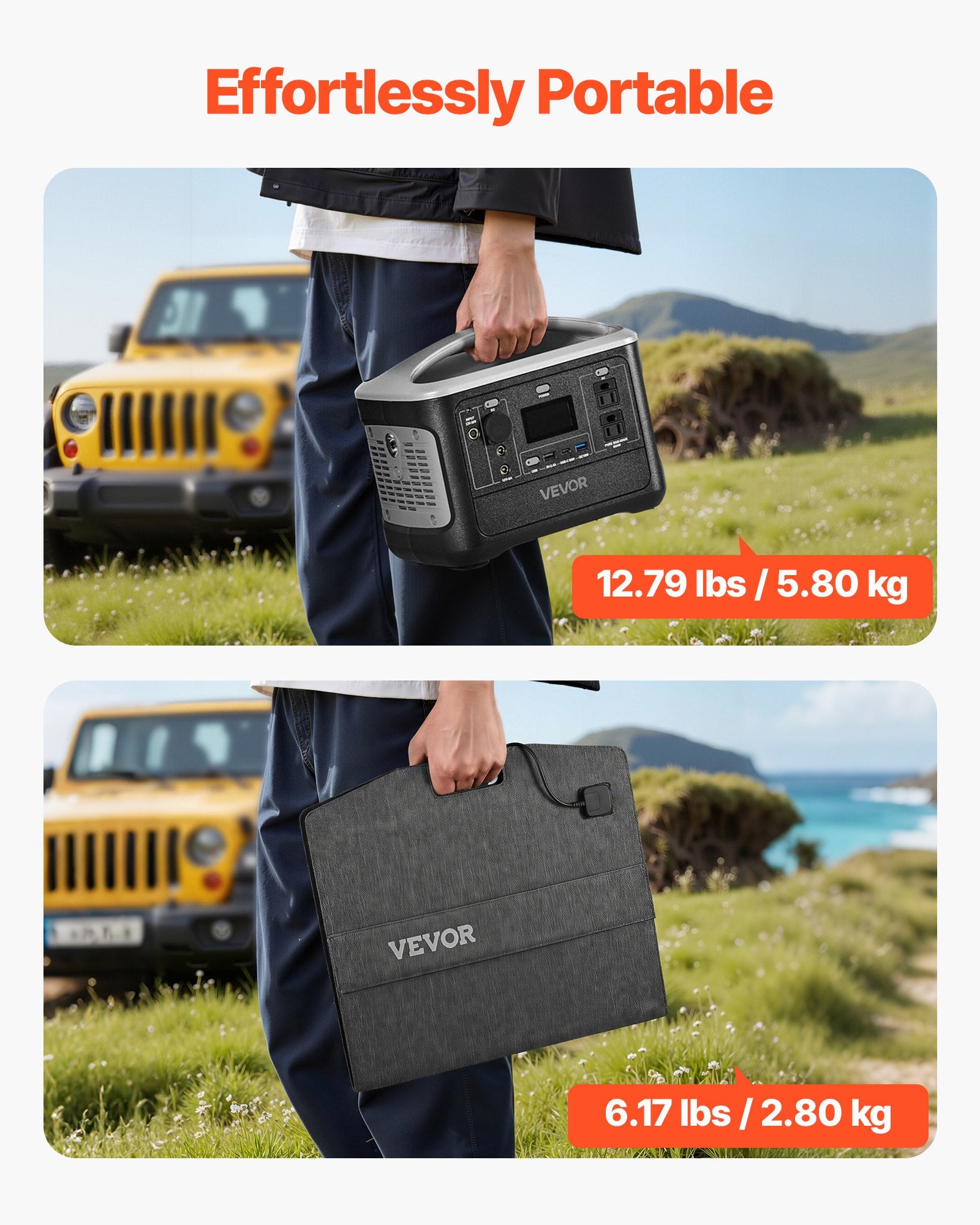 Portable Power Station With 100W Solar Panel, 600W Solar Generator Power Station, 493Wh LiFePO4 Battery Backup With 8 Output Ports For Home Emergency, Outdoor Camping, RV Travel