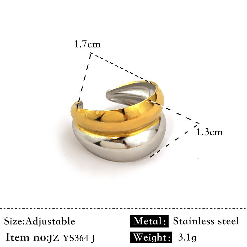Stainless Steel Contrast Color Plating 18K Stitching Ring