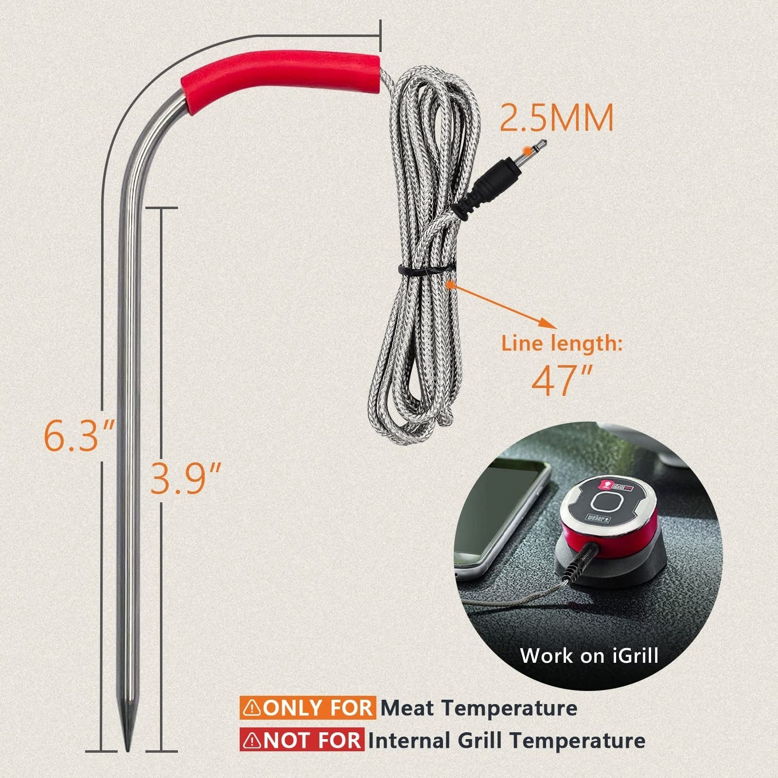 Portable Home Oven Meat Temperature Probe