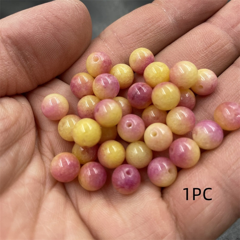 DIY Ornament Accessories 8mm Yellow Jade Loose Round Beads
