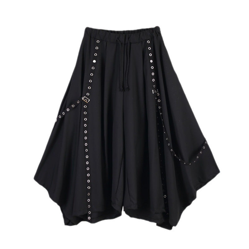 Dark Niche Personality Ribbon Rivet Heavy Industry Art Super Large Swing Irregular Pantskirt