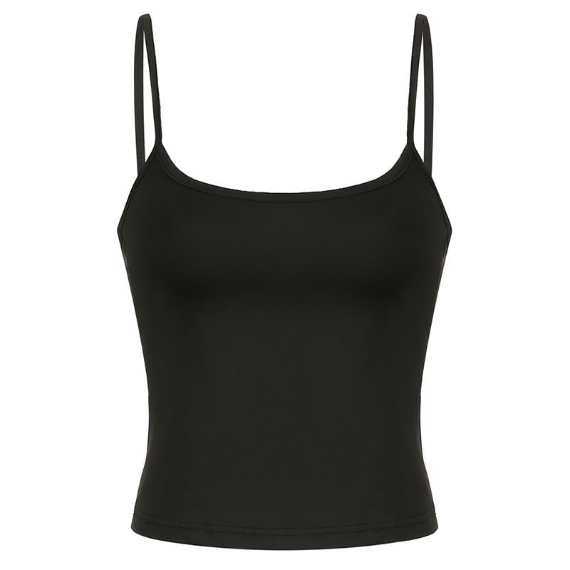 European And American Sexy Solid Color Camisole Women's Hot Girl Slim Fit Backless Sports Outerwear Vest