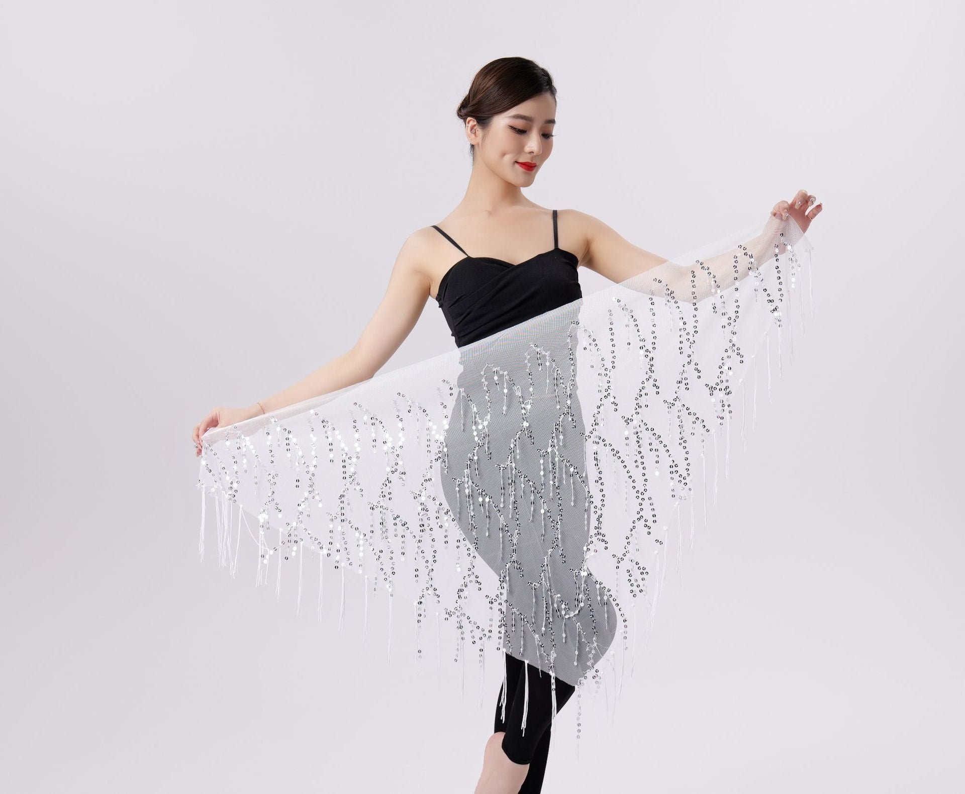 Belly Dance Sequins Tassel Triangle Waist Scarf