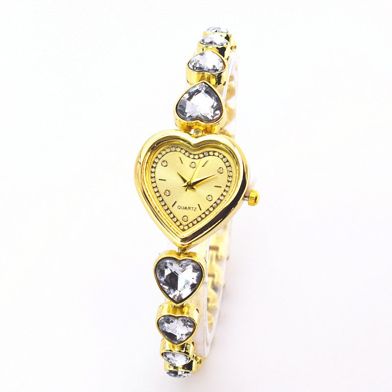 Women's Heart-shaped Diamond Watch Minority Fashion Love Women's Quartz Watch