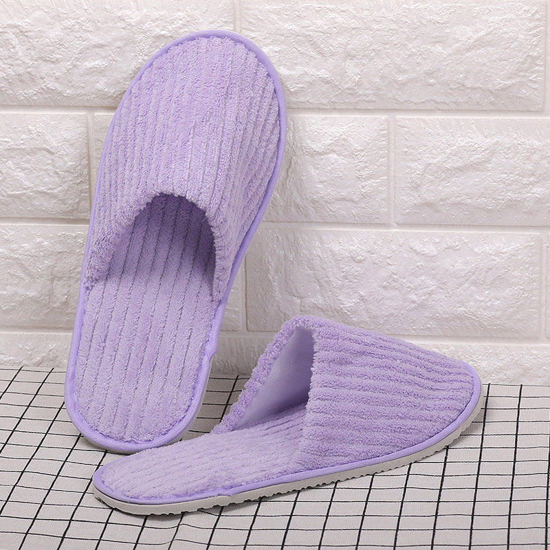 Disposable Eva Hotel Strip Coral Velvet Slippers