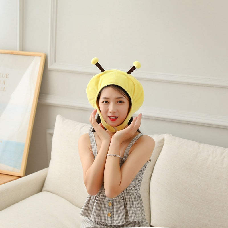 Short Bee Plush Photo Props Cartoon Headwear Hat