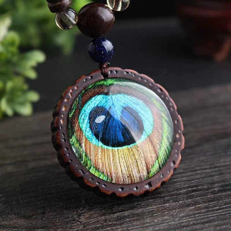 Retro Ethnic Sweater Chain Long Wooden Pendant