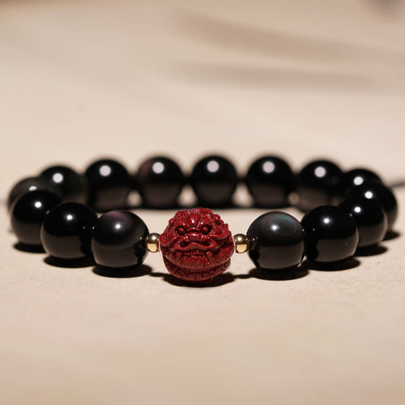 Obsidian Cinnabar Zodiac Bracelet For Women