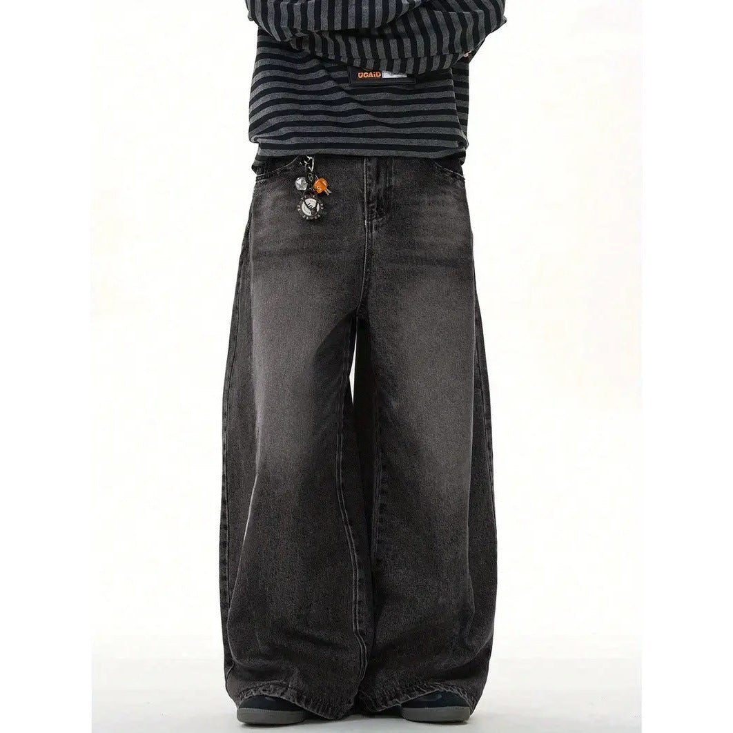 Mens High-Street Relaxed Premium-Looking Versatile Wide-Leg Pants