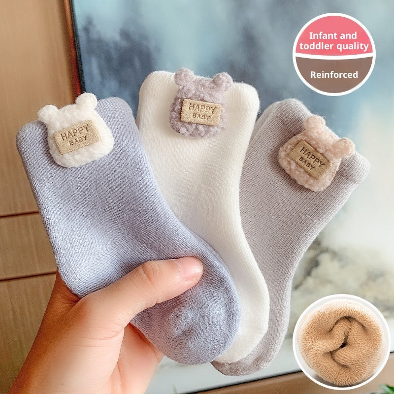 Baby Socks Cartoon Giraffe Winter Thicken Thermal Cute