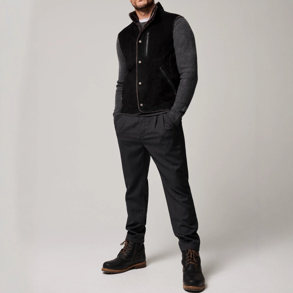 Autumn And Winter Fur Integrated Single-breasted Pocket Turn-down Collar Coat