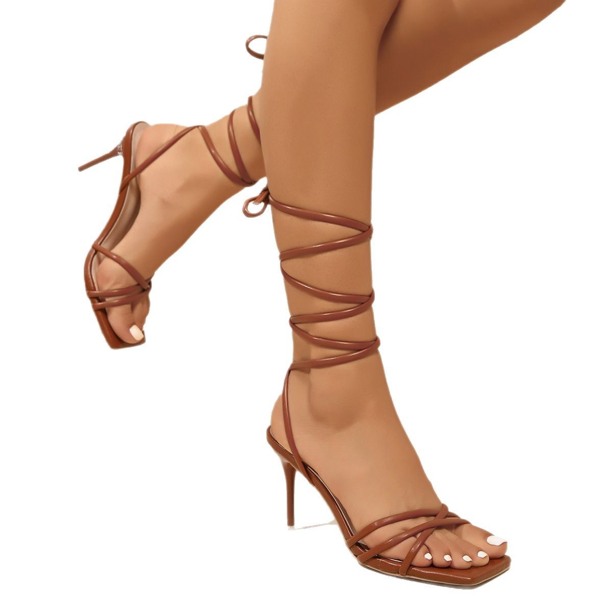 Sandals Cross Fashion Shoes Lace-up High Heel Women