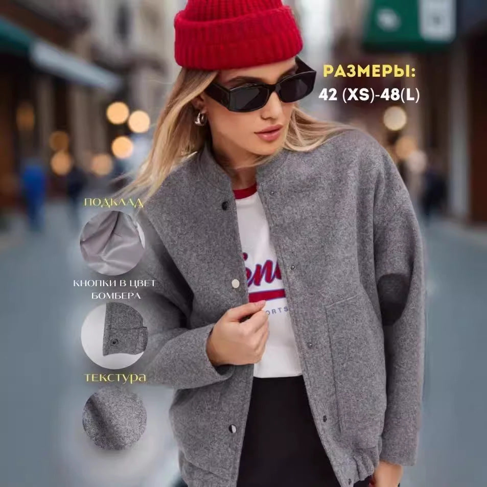 Versatile Pocketed Loose-Fit Bomber Jacket Coats