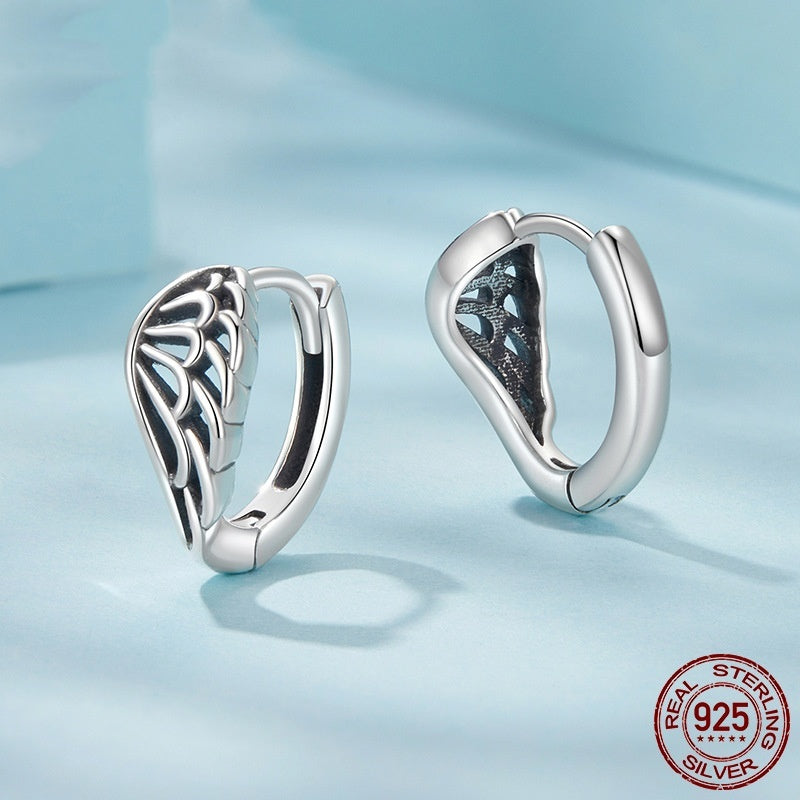 Vintage S925 Sterling Silver Wings Ear Clip Earrings