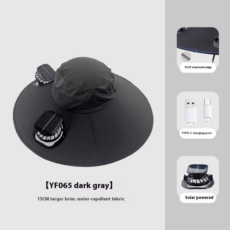 Solar Sunshade Cap With Fan Men's Outdoor Mountaineering Fishing Hat