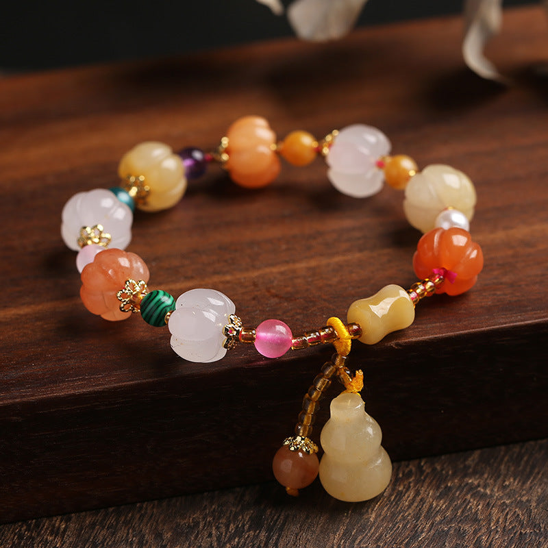 Natural Xinjiang Pumpkin Beads Bracelet Couple Retro Ethnic
