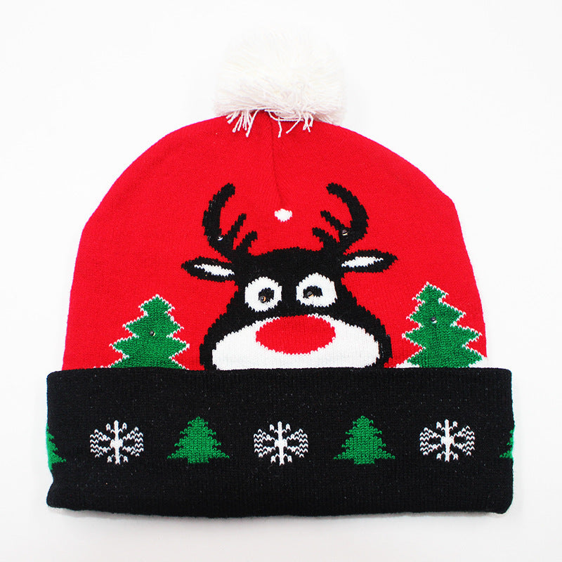 Holiday Party Christmas LED Luminous Knitted Jacquard Knitted Hat