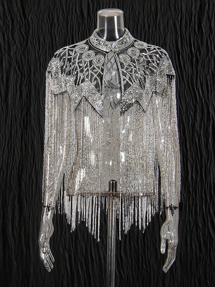 Heavy-duty Beaded Tassel Design Shawl Coat