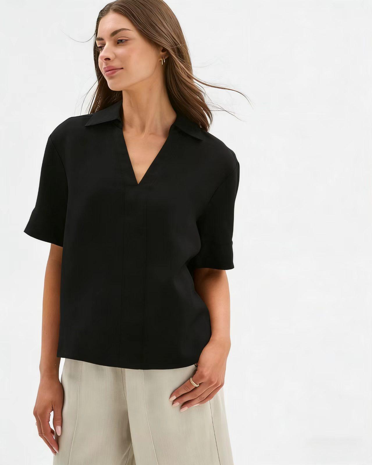 Summer Thin Figure-flattering Casual Faux Linen Top