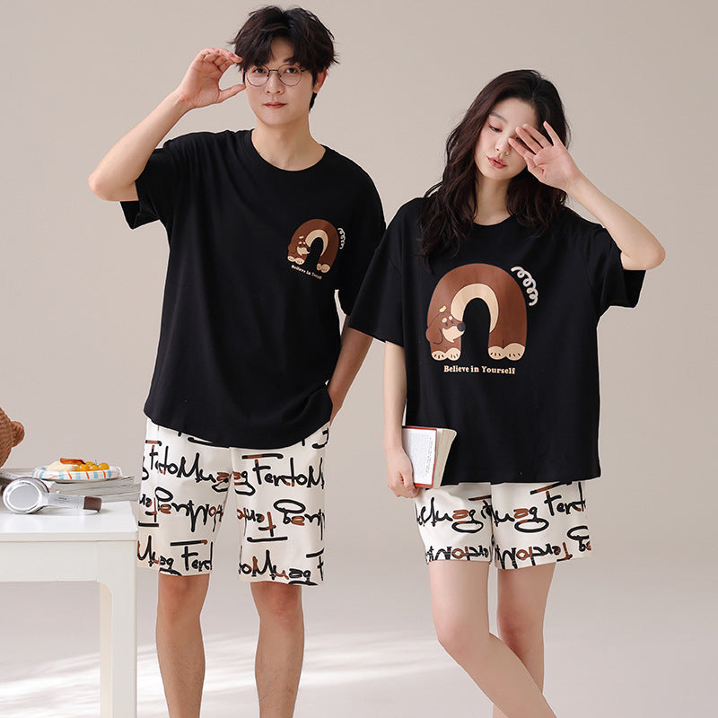 Outdoor Wear Loose Short-sleeved Shorts Couple Pajamas