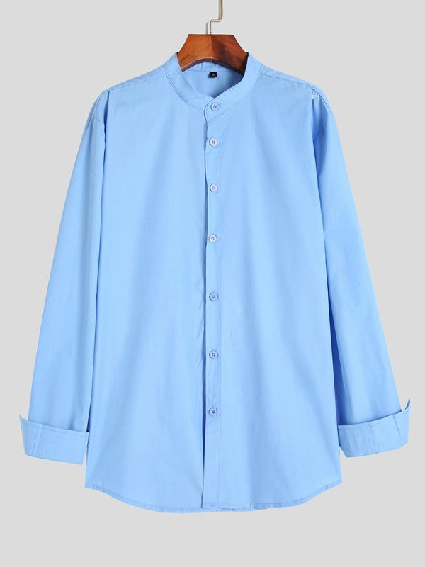 Teenage Men's Stand-up Collar Shirt