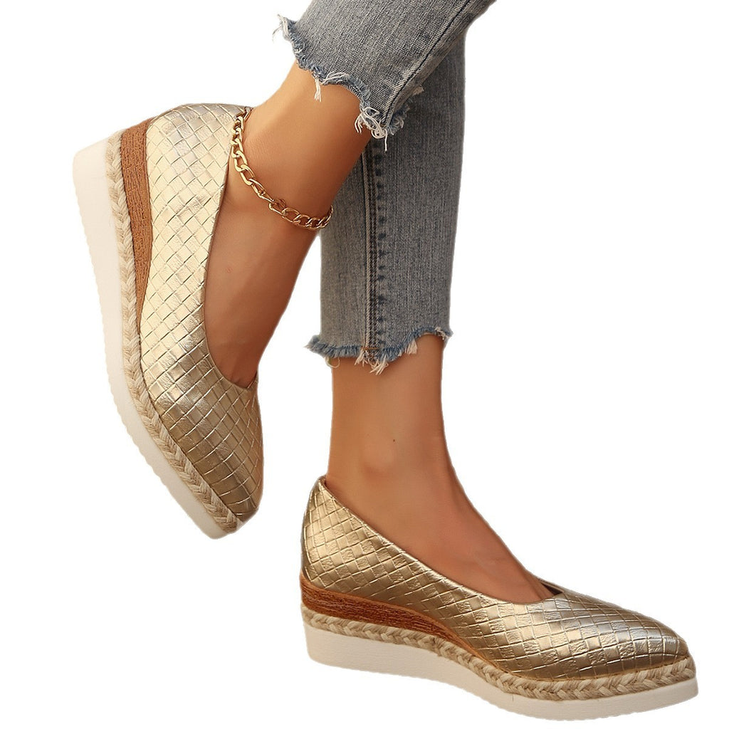 Women's Fashion Pointed Toe Low-cut Leisure Platform Shoes