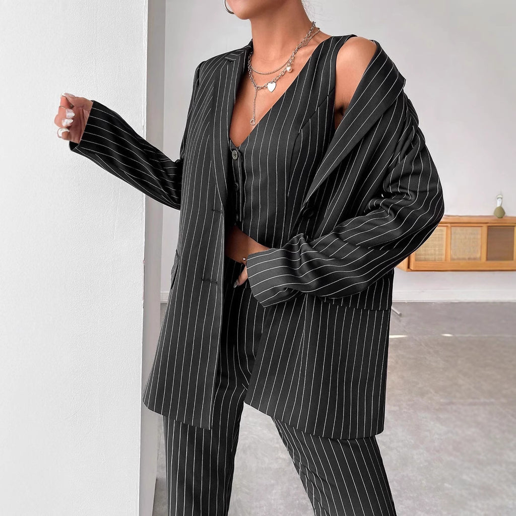Striped Casual Coat For Women