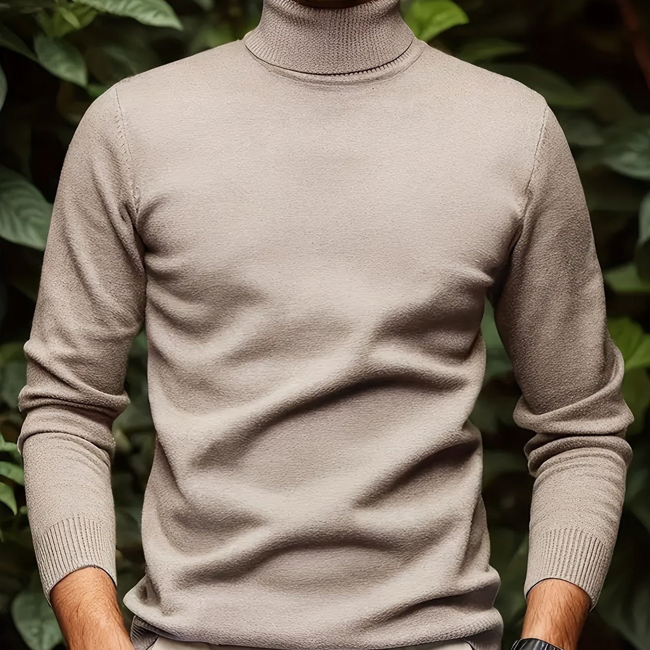 Men's Solid Color Versatile Soft Viscose Turtleneck Sweater