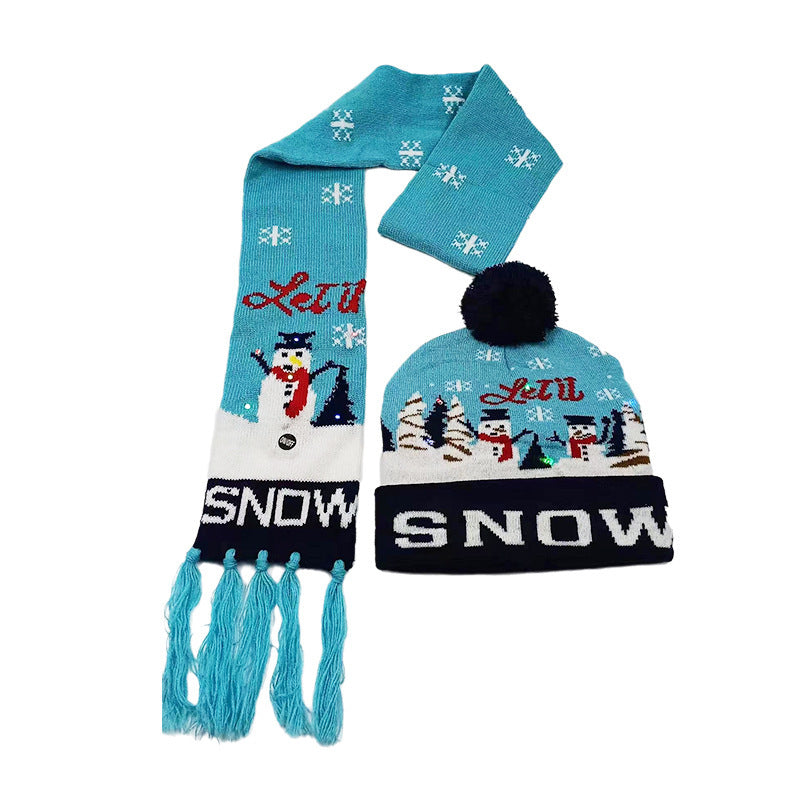 Holiday Party Christmas LED Luminous Knitted Jacquard Knitted Hat